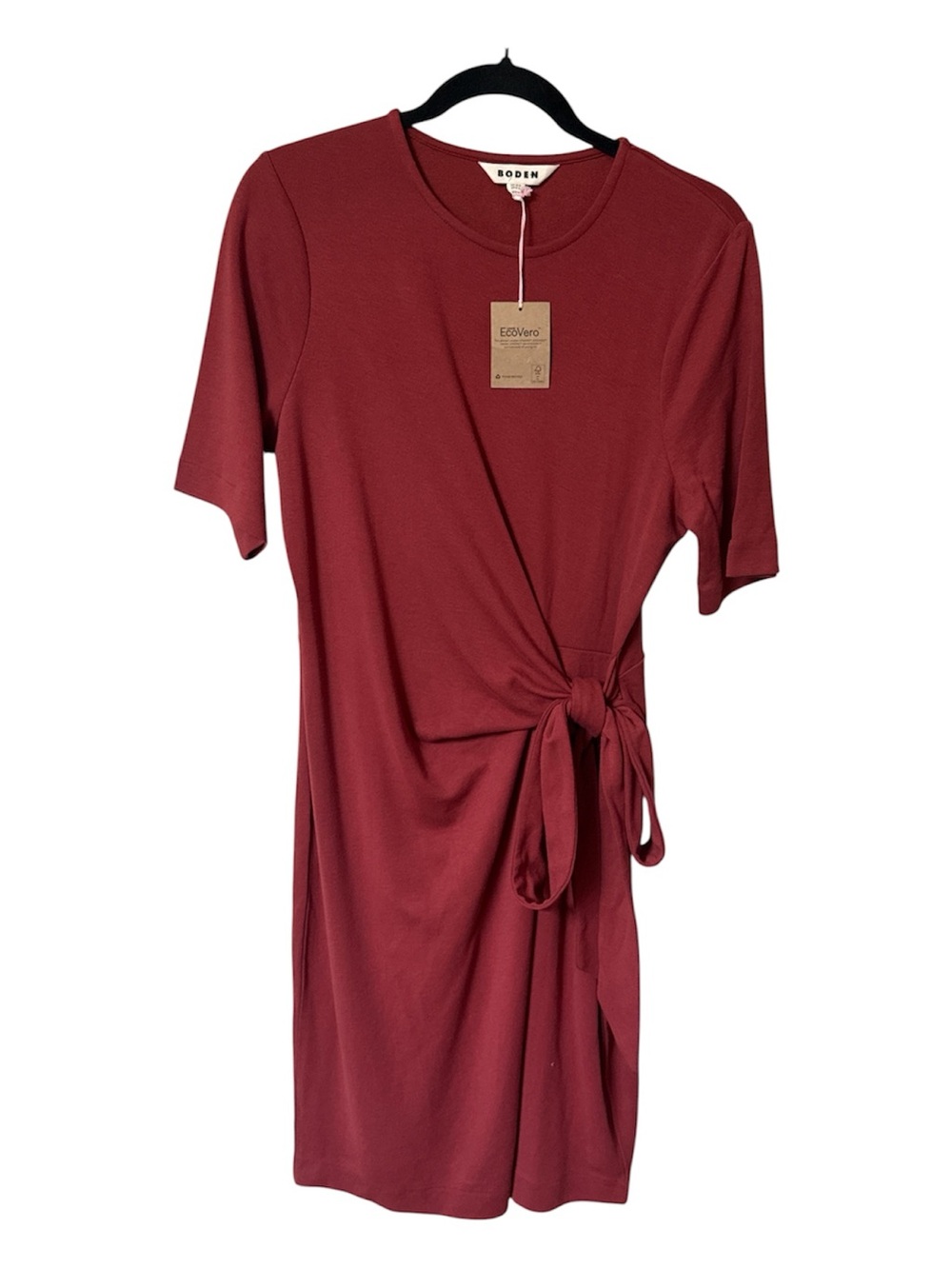 Boden Zinnia Tie Ponte Jersey Short Dress Rich Chestnut Women’s NWT Size: 8